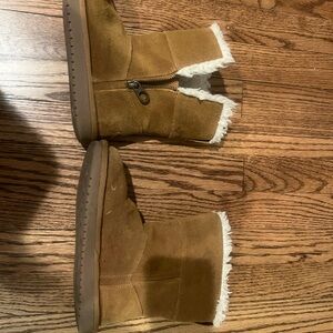 Koolaburra Tan Kids Boots with White Trim